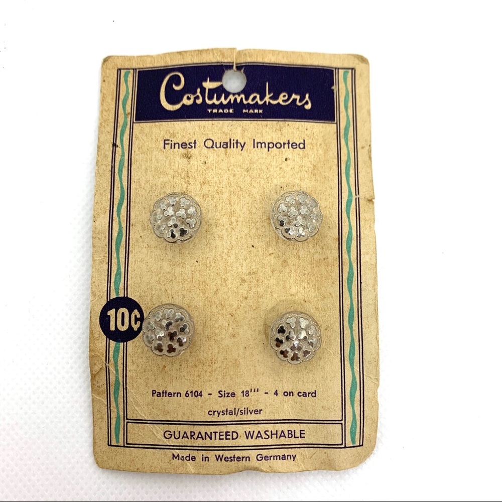 Costumakers vintage crystal/silver buttons, size 18'''